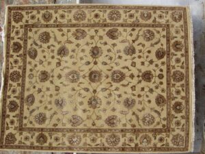 Hand-knotted wool silk persian rug
